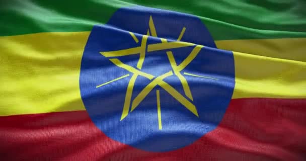 Etiópia Zászló Háttér Ország Nemzeti Zászlója Integet — Stock videók