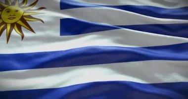 Uruguay ulusal bayrak sallama arka planı, 4k arkaplan animasyonu.