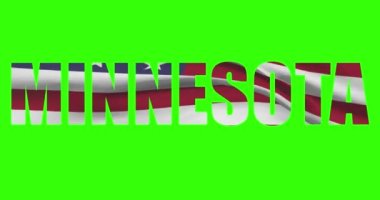 Minnesota eyaleti ismi yeşil ekran animasyonunda. ABD bayrağı dalgalanıyor.