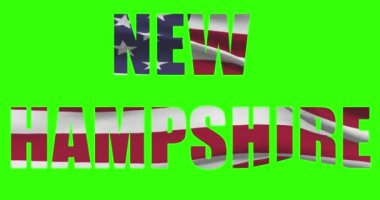 Yeşil ekran animasyonunda New Hampshire eyalet ismi. ABD bayrağı dalgalanıyor.