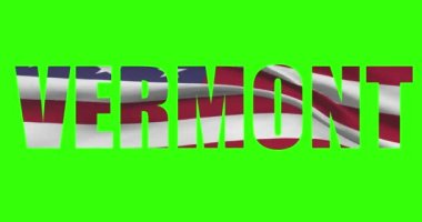 Yeşil ekran animasyonunda Vermont eyalet ismi. ABD bayrağı dalgalanıyor.