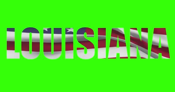 Louisiana Nome Stato Animazione Schermo Verde Stati Uniti Bandiera Stato — Video Stock