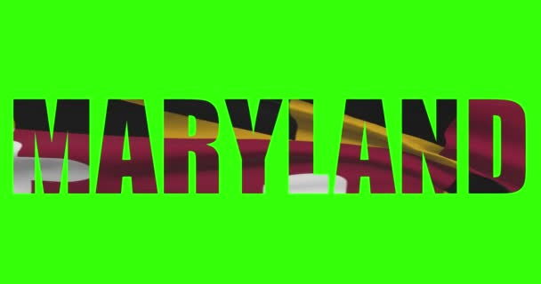 Název Státu Maryland Animaci Zelené Obrazovky Usa Stát Vlajky Mává — Stock video
