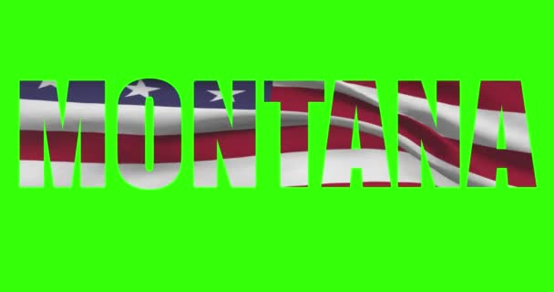 Montana Nom État Sur Animation Écran Vert Drapeau État Américain — Video