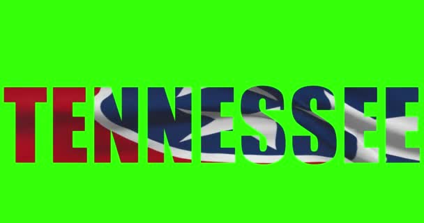 Tennessee State Name Green Screen Animation Usa State Flag Waving — Stock Video