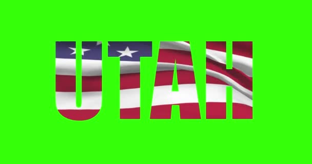 Utah Indica Nome Sull Animazione Schermo Verde Stati Uniti Bandiera — Video Stock