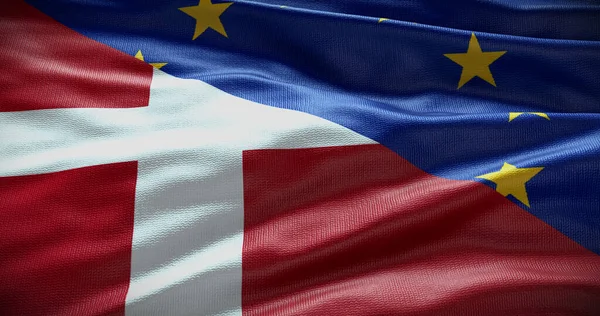 Dánsko Pozadí Vlajky Evropské Unie Vztah Mezi Vládou Země Ilustrace — Stock fotografie