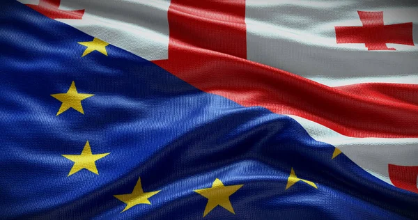 Pozadí Gruzie Vlajky Evropské Unie Vztah Mezi Vládou Země Ilustrace — Stock fotografie