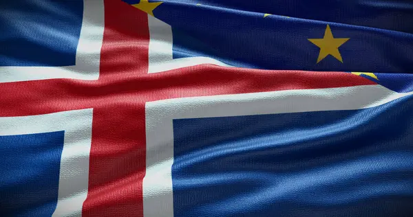 Pozadí Islandu Vlajky Evropské Unie Vztah Mezi Vládou Země Ilustrace — Stock fotografie