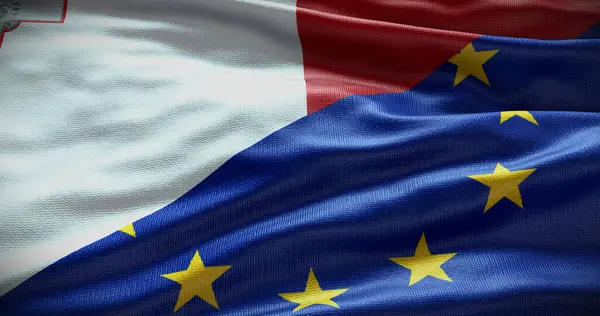 Мальта Європейський Союз Прапор Відносини Між Урядом Країни Ілюстрація — стокове фото