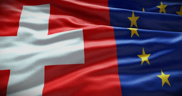 Прапор Швейцарії Європейського Союзу Відносини Між Урядом Країни Ілюстрація — стокове фото