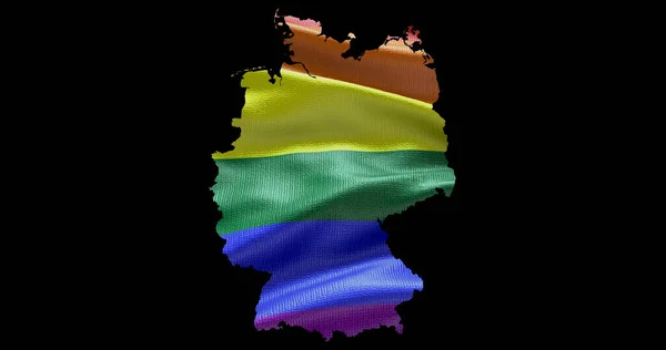 Germany Country Territory Outline Shape Lgbt Rainbow Flag Black Background — Stock Photo, Image