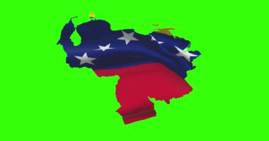 Venezuela 'nın ülke şekli yeşil ekranda ulusal bayrak hareketleriyle çizilmiş..