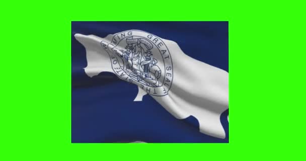 Wyoming Mapa Estado Esboço Com Animação Bandeira Tela Verde — Vídeo de Stock