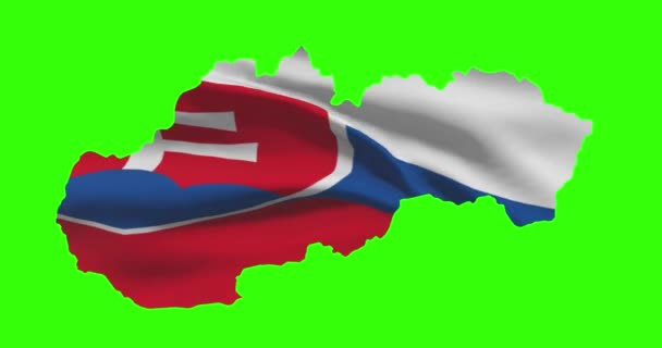 Slovensko Krajina Tvar Obrys Zelené Obrazovce Národní Vlajkou Mávání Animace — Stock video