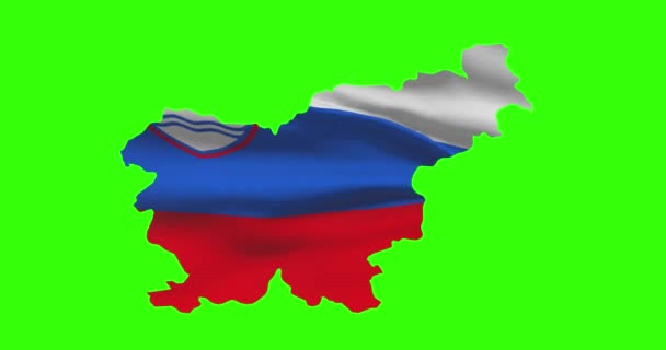 Eslovénia País Forma Esboço Tela Verde Com Bandeira Nacional Acenando — Vídeo de Stock