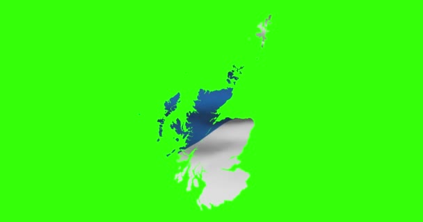 Skoçya Ülkesinin Ana Hatları Yeşil Ekranda Milli Bayrak Sallıyor — Stok video