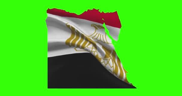 Egitto Sagoma Del Paese Contorno Sullo Schermo Verde Con Bandiera — Video Stock