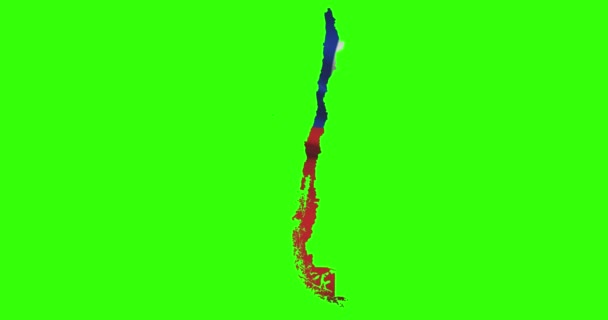 Chile Land Umriss Auf Grünem Bildschirm Mit Nationalflagge Schwenken Animation — Stockvideo