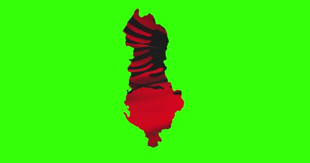 Albania Country Shape Outline Green Screen National Flag Waving Animation — Stock Video