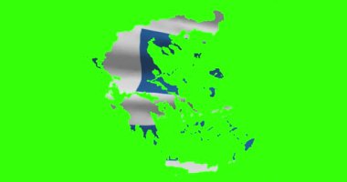 Yunanistan ülkesi, ulusal bayrağın dalgalandığı yeşil ekranda ana hatlarını belirledi.