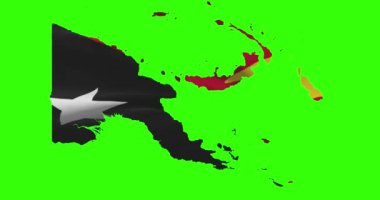 Papua Yeni Gine ülkesi, ulusal bayrak hareketleriyle yeşil ekranda belirdi.