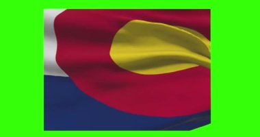 Yeşil ekranda bayrak animasyonu olan Colorado eyalet haritası.