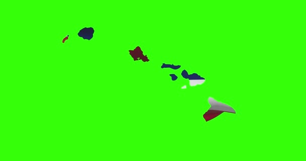 Havajský Státní Obrys Vlajkovou Animací Zelené Obrazovce — Stock video