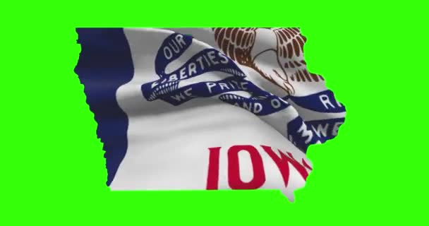 Mapa Estado Iowa Esboço Com Animação Bandeira Tela Verde — Vídeo de Stock