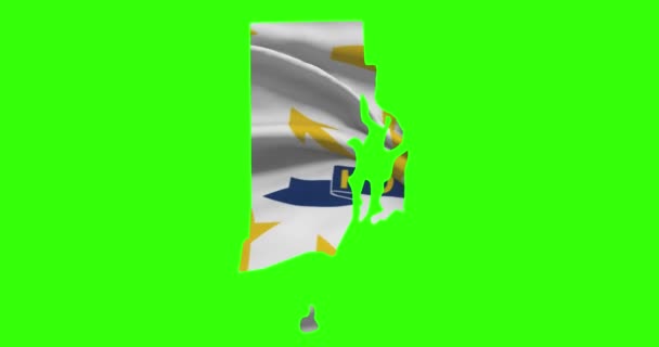 Rhode Island Obrys Státu Vlajkou Animace Zelené Obrazovce — Stock video