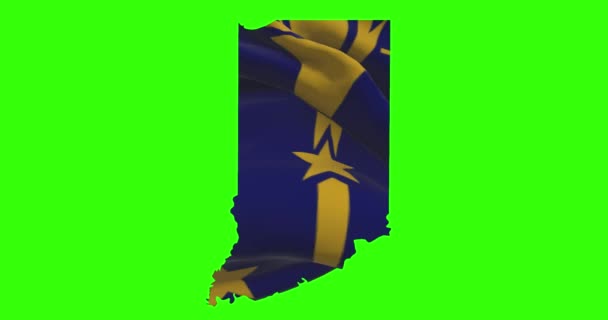 Mapa Stanu Indiana Animacją Flagi Zielonym Ekranie — Wideo stockowe