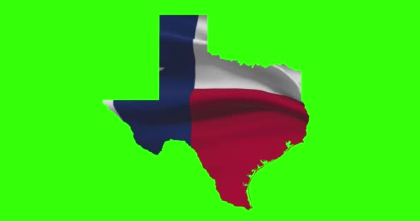 Plan État Texas Avec Animation Drapeau Sur Écran Vert — Video