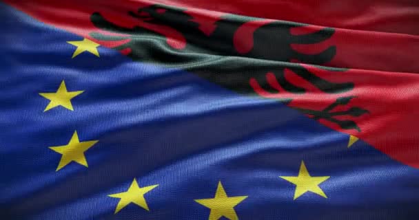 Albanie Drapeau Union Européenne Relations Entre Les Gouvernements Des Pays — Video