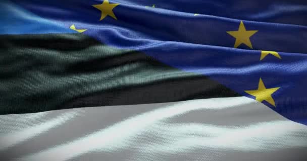 Εσθονία Και Φόντο Της Σημαίας Της Ευρωπαϊκής Ένωσης Σχέση Μεταξύ — Αρχείο Βίντεο