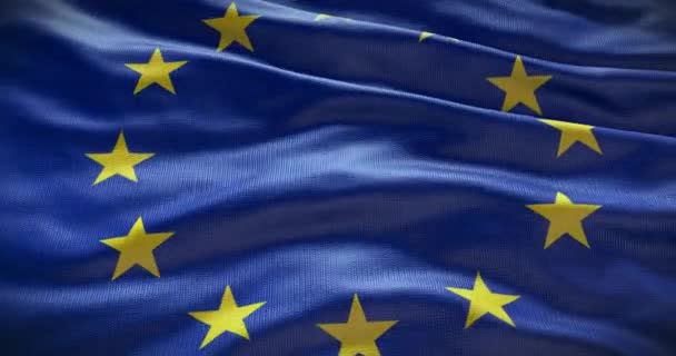 Europeiska Unionens Flagga Viftande Animation Bakgrund Till Symbolen — Stockvideo