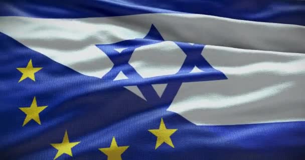 Israele Unione Europea Bandiera Sfondo Rapporti Tra Governo Nazionale — Video Stock
