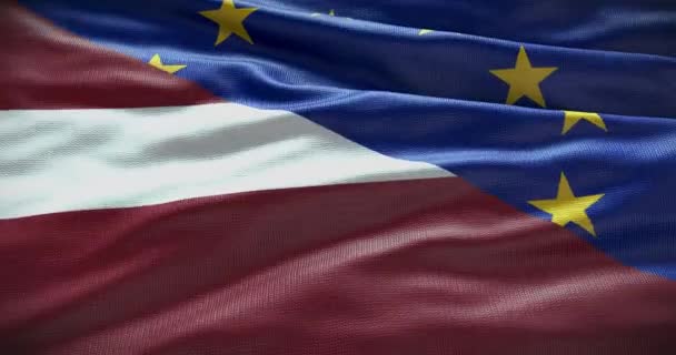 Pozadí Vlajky Lotyšska Evropské Unie Vztah Mezi Vládou Země — Stock video