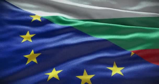 Bulgarien Och Europeiska Unionens Flagga Bakgrund Förhållandet Mellan Landsstyre Och — Stockvideo