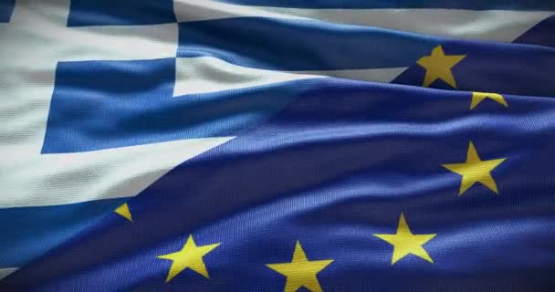 Pozadí Vlajky Řecka Evropské Unie Vztah Mezi Vládou Země — Stock video