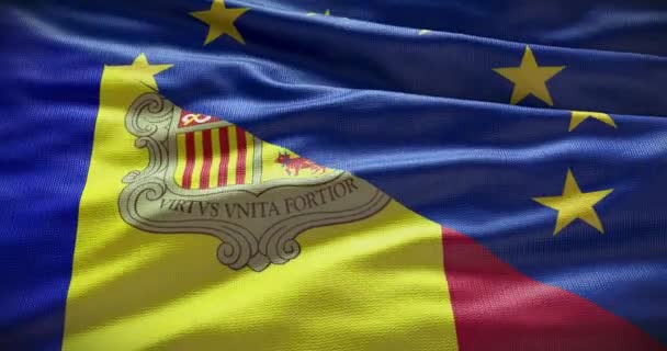 Bandeira Andorra União Europeia Relação Entre Administração País — Vídeo de Stock