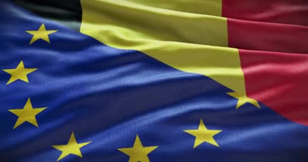 Pozadí Vlajky Belgie Evropské Unie Vztah Mezi Vládou Země — Stock video
