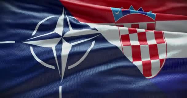 2022 크로아티아와 Nato 정치와 Waving Flag Background Illustrative Editorial Animation — 비디오
