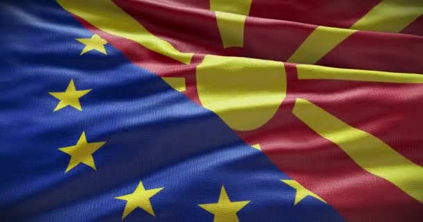 Severní Makedonie Pozadí Vlajky Evropské Unie Vztah Mezi Vládou Země — Stock video