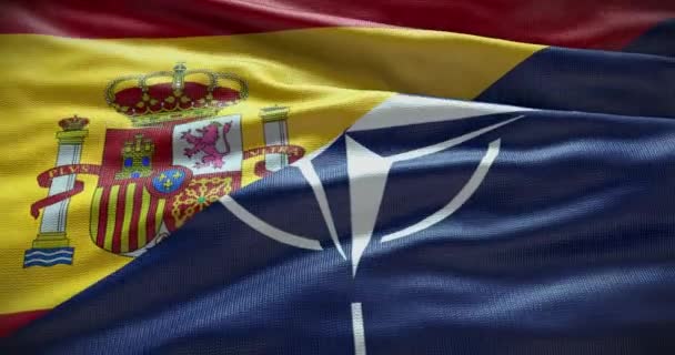 2022 스페인 Nato 정치와 Waving Flag Background Illustrative Editorial — 비디오