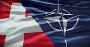 New York, ABD - 21 Haziran 2022: İsviçre ve NATO ilişkileri. Politika ve diplomasi haberleri. Sallanan bayrak arkaplan 4K, İllüstrasyon Editörü.