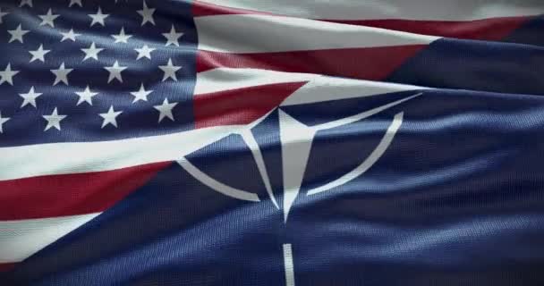 2022年6月21日 美国与北约关系 政治和外交新闻 飘扬的旗帜背景4K 说明性编辑 — 图库视频影像
