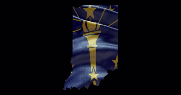 Mapa Stanu Indiana Machającą Flagą Tło Kanału Alpha — Wideo stockowe
