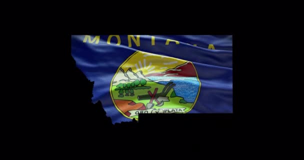 Montana Staatskaart Met Zwaaiende Vlag Alpha Kanaal Achtergrond — Stockvideo