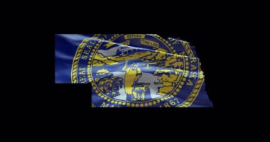 Nebraska eyalet haritası ve dalgalı bayrak. Alfa kanalı arkaplanı.