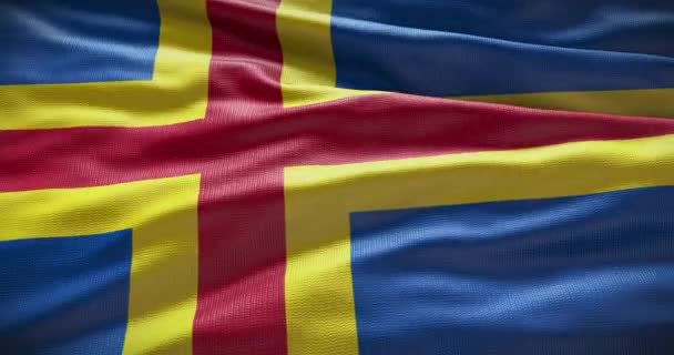 Landsöarnas Nationella Flagga Viftande Bakgrund Platt Bakgrund Med Kopieringsutrymme — Stockvideo